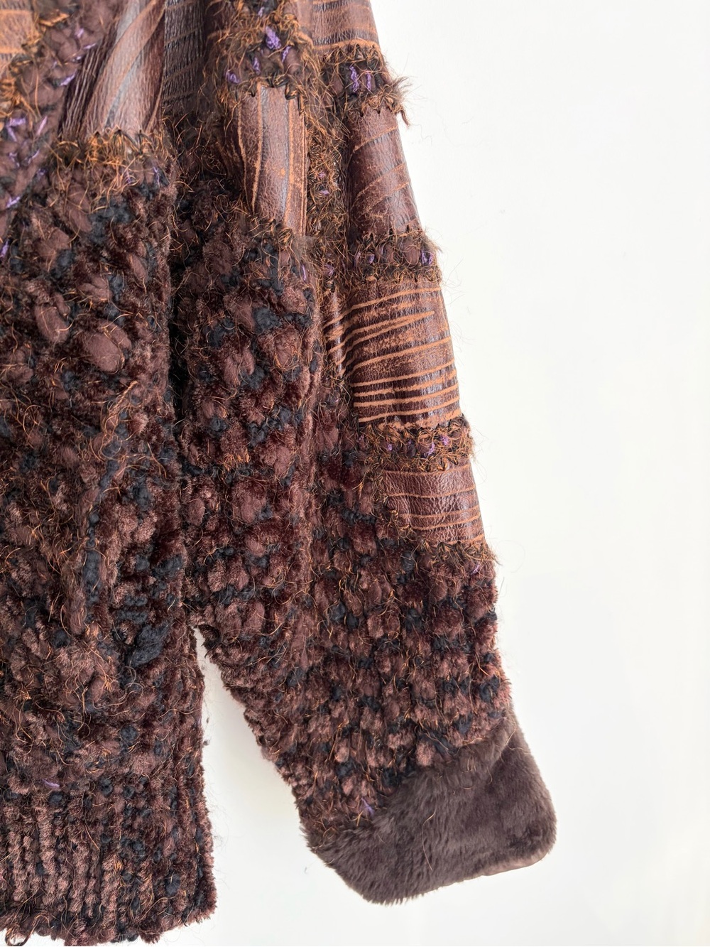 Art To Wear Patchwork Jacket Faux Fur Whimsigoth Dark Fairycore L - Picture 9 of 10